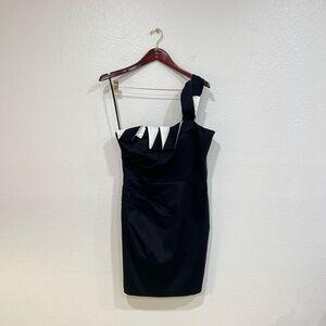 Eliza J Black and White One-Shoulder Dress